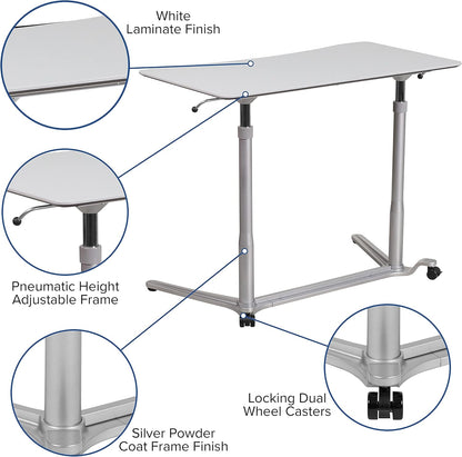 Flash Furniture Computerbureau om op te zitten en staan, ergonomisch, metaal, lichtgrijs, 1 stuk