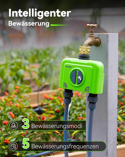 RAINPOINT Irrigatiecomputer, wifi, 2 uitgangen met antenne-gateway en messing inlaat, slimme irrigatiebesturing met app/spraakbediening, IP65, tuin, automatisch bewateringssysteem, 2 x 6 tijdschema's