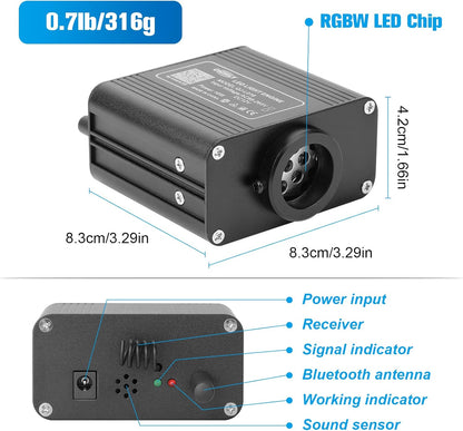 CHINLY Twinkle Sterrenhemel auto glasvezel licht voor auto/plafond, 16 W Twinkle 550 stuks x 0,75 mm x 3 m Bluetooth RGBW APP/Remote LED Fiber Optic Star plafondverlichting kit