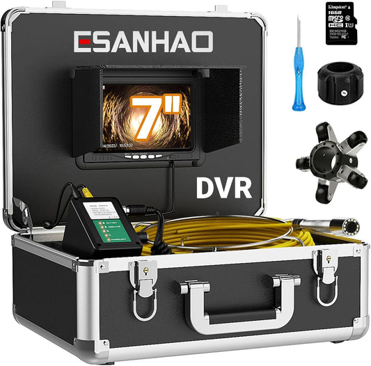 Inspectiecamera met 17,8 cm (7 inch) monitor, 30 m, DVR-opname, IP68 HD 1000TVL, buisleidingssysteem, industrieel endoscoopsysteem met 12 led-kaarten