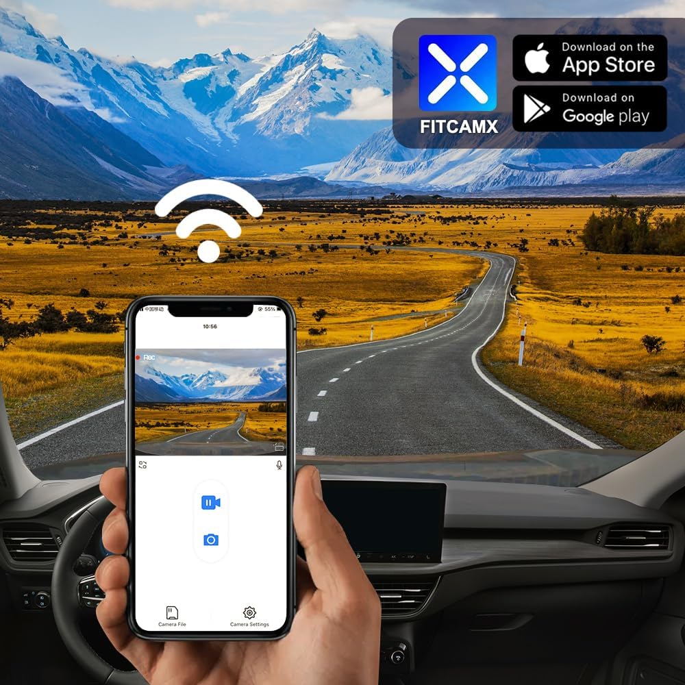 Dashcam – Autocamera – Boordcamera – Rijregistratiecamera – Inbouwmodel Voor Regensensor – 4K UHD 3840x2160@30fps – WiFi & App Met G-Sensor En 64GB Geheugenkaart