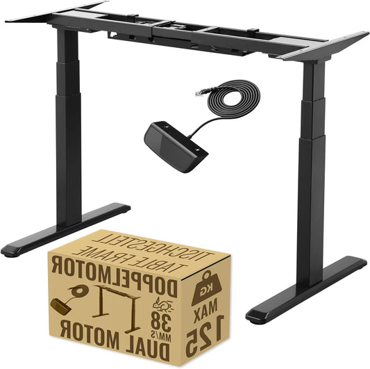 RICOO Height Adjustable Desk Electric WM0623-B Desk Table Frame with 2 Motors Without Tabletop Computer Table Office Work Table Frame Black - QUORE