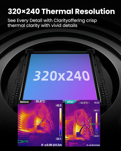 MiLESEEY warmtebeeldcamera, TR20 Pro draagbare infraroodcamera met een resolutie van 320 x 240, een verversingssnelheid van 50 Hz, draagbare infrarood warmtebeeldcamera met dubbele camera
