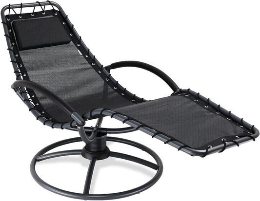 Loungestoel – Relaxstoel – Draaibare stoel – Tuinstoel – Balkonstoel – 360° Draaibaar – Weerbestendig Stalen Frame – Comfortabel Afneembaar Kussen – Antraciet