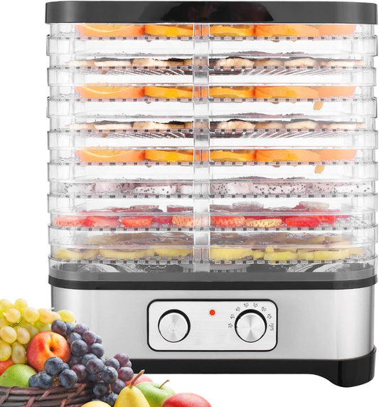 Voedseldroger voor groenten en fruit, temperatuur instelbaar van 35-70 °C, droger voor levensmiddelen, 8 pallets, 400 W