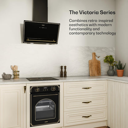 Klarstein Victoria Keramische kookplaat, 45 cm, 3-zone retro-kookplaat met touch-slider, 5000 W, dual-zone, timer en kinderbeveiliging, elektrische kookplaat in Victoria design