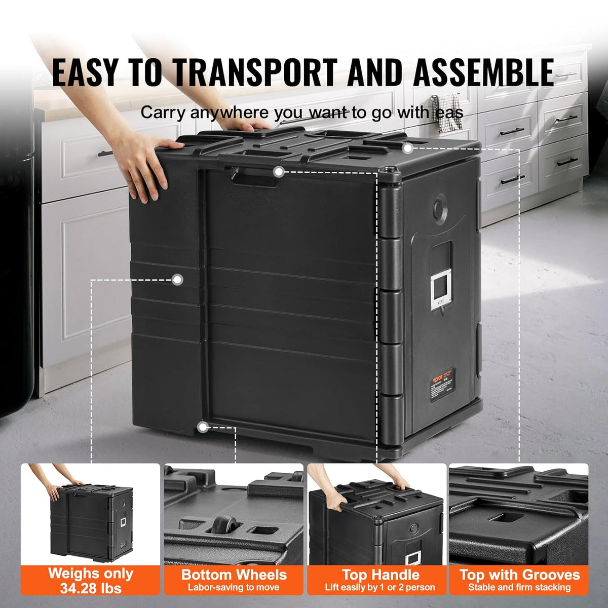 Geïsoleerde transportbox 90 Liter – Thermobox – Warmhoudbox – Koelbox – Isolatiebox – LLDPE Met PU-Schuimisolatie – Voorlader Met Dubbele Gespen En Handgrepen