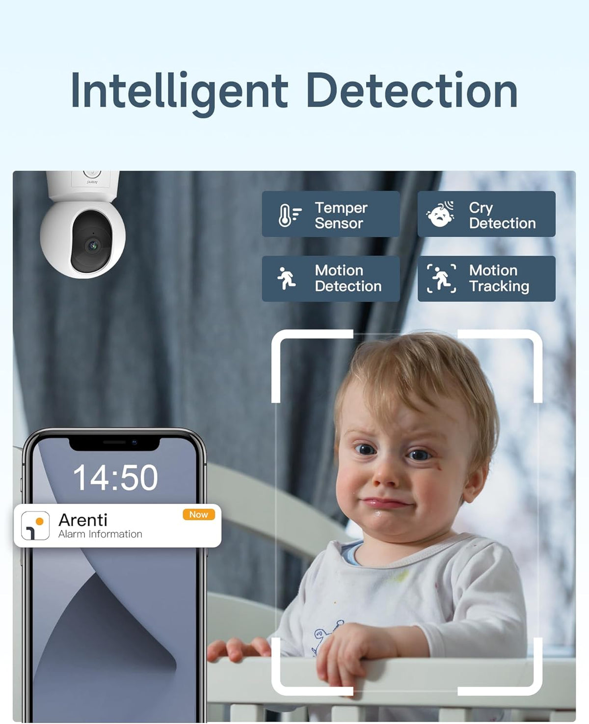 ARENTI Babyfoon met 2 Camera en App met 5 inch Scherm, 1080P PTZ Videobabyfoon met Camera, One-Touch-Oproep, Temperatuursensor, Slaapliedje, Nachtzicht, 2-Weg Audio, VoX-Modus, Automatisch