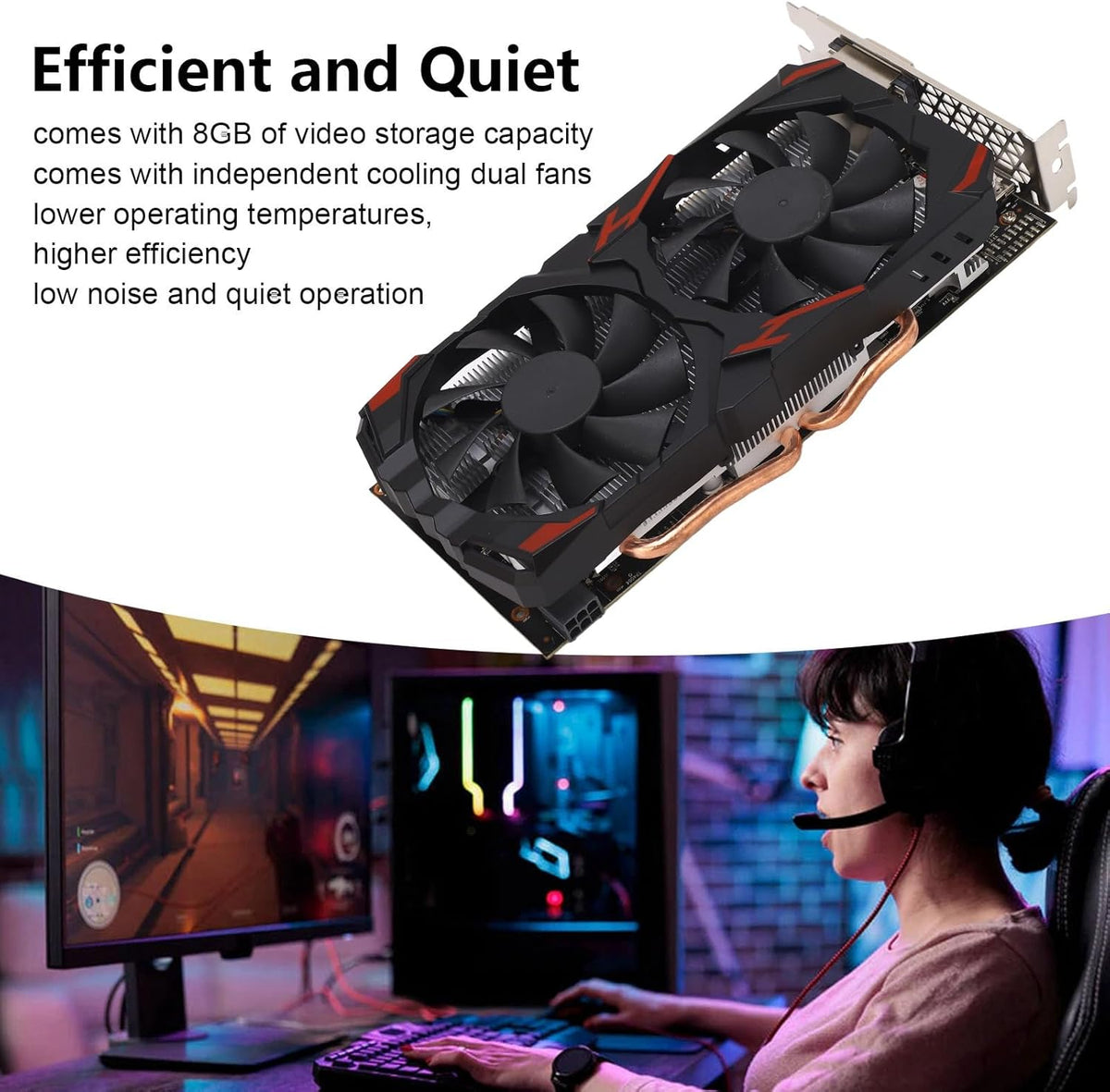 RX 580 8GB 256BIT Gaming-videokaart Stille Desktop-pc's Dubbele Ventilatoren (580 8G D5)