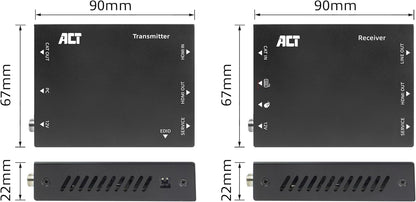 ACT HDMI KVM Extender, HDMI over Ethernet tot 70 m via CAT6/6A, 4K video 60Hz, 2-poorts USB voor muis en toetsenbord, EDID HDCP – AC7815