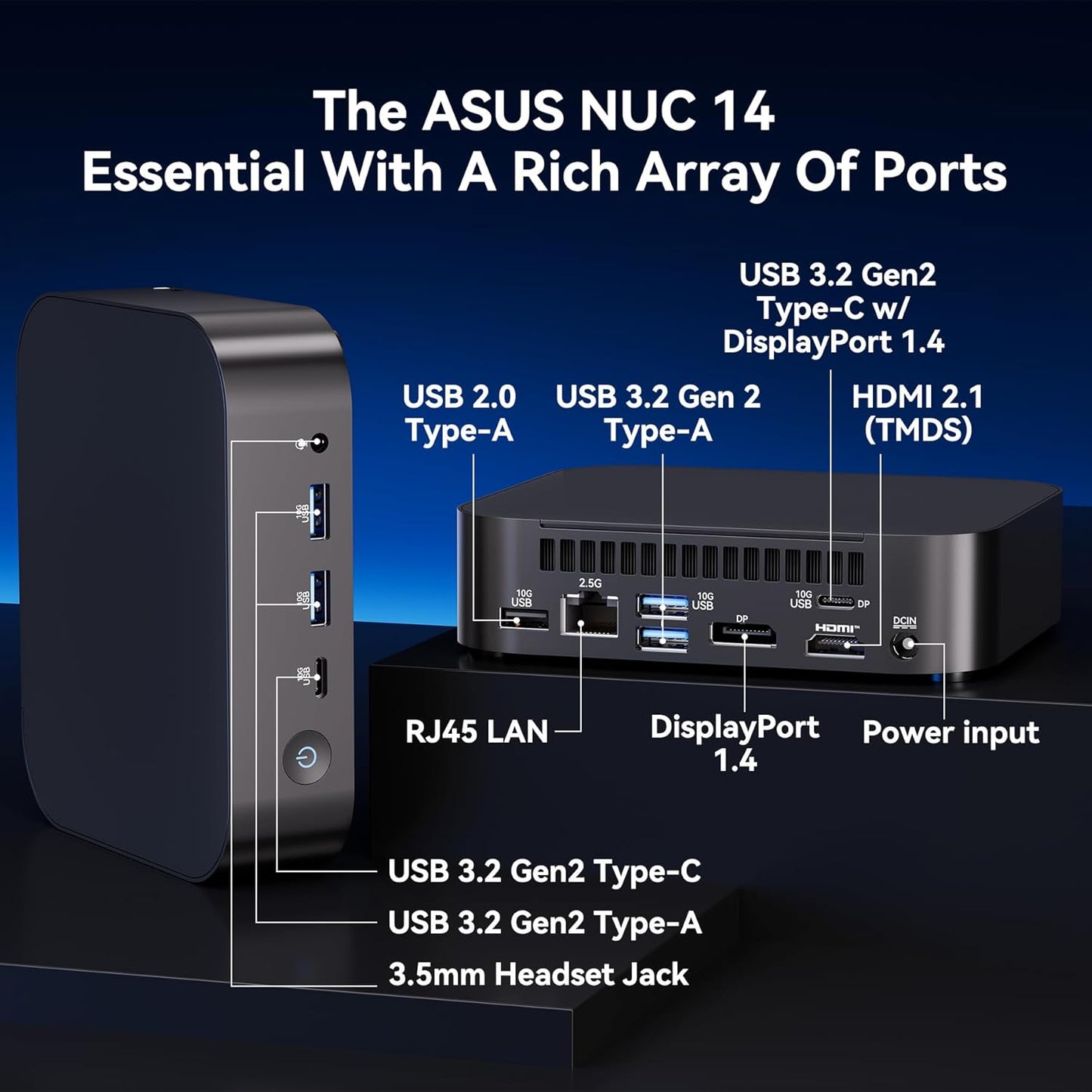 Intel NUC 14, voor ASUS NUC 14 NUC14MNK Essential Mini PC, CPU N97, 16 GB RAM, 512 GB SSD, Win 11 Pro, Wi-FI 6E, BT 5.3, professionele desktop voor onderwijs, TPE/KMO & Edge Computing