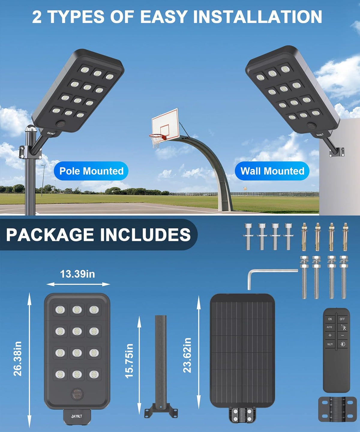 JAYNLT 12T Solar Straatlantaarns Outdoor voor Garage