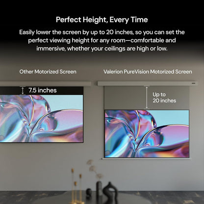 100 inch gemotoriseerd projectorscherm, mat wit, zero-speckle, stil en glad afrolbaar voor thuisbioscoop