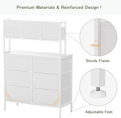 Ladekast – Opbergkast – Commode – Dressoir – Kledingkast – Wit – 9 Lades – Verstelbare Pootjes