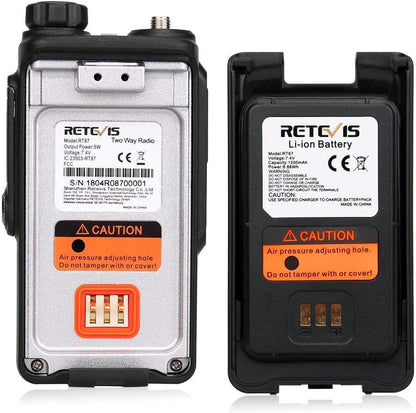 Retevis RT87 Walkie Talkie Waterdicht IP67 Dual Band 5W Portofoons 2 m/70 cm 1200 mAh Batterij 128 Kanalen FM Radio Oplaadbaar Amateur radio (1 Stuk, Zwart)