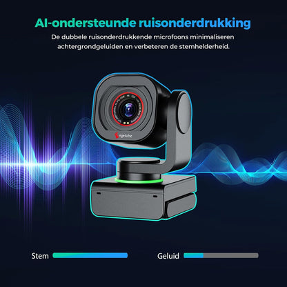 Angetube 4K webcam met gebarenbesturing en AI-tracking - PTZ USB 3.0 webcam voor streaming met dubbele microfoons en ruisonderdrukking, TOF autofocus, 1080p 60FPS, HDR, voor pc, laptop en Mac