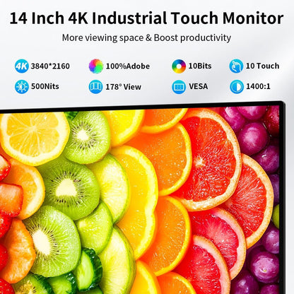 14 inch 4K touchscreen, 3840 x 2160, 10-punts capacitief touchscreen, geïntegreerde luidsprekers, VESA, commercieel display (IPS 3840 x 2160, 14 inch)