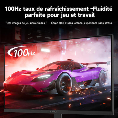 KOORUI 27 Zoll FHD(1920×1080) Monitor, IPS, 100Hz, 99% sRGB, Adaptive Sync, Blaulichtfilter, HDMI & VGA, VESA 100×100, Augenfreundlicher Bildschirm - QUORE