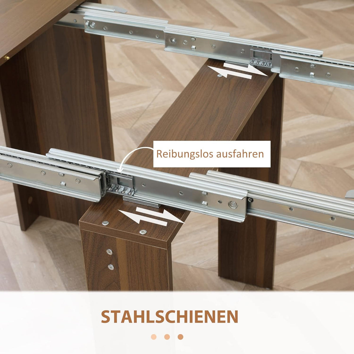 Uittrekbare Eettafel – Klaptafel – Uitklapbare Tafel – Ruimtebesparende Tafel – Eettafel Hout – Verstelbaar 60-180 cm – Stevig Spaanhout Bruin - QUORE