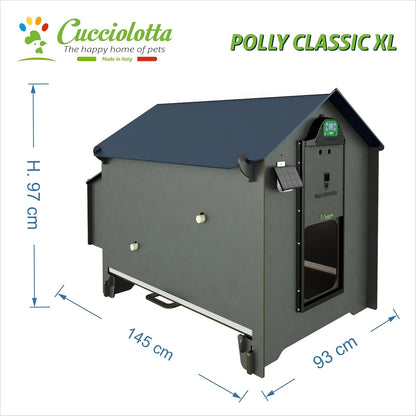 Chicken Coop for 8 Laying Hens Made of HPL Laminate, Mite Proof, Model Polly Classic Grey, Size XL, with Removable Tray, 2 Cutlery, 2 Nidi - QUORE