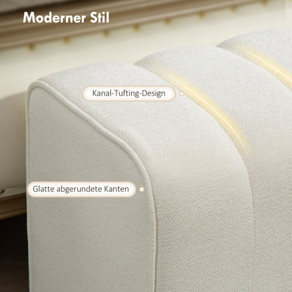 Moderne Slaapkamerbank – Voetbank – Zitbank – Meubelbank – Bedbank – Crèmekleur – Stevig Houten Frame – Voetsteunfunctie – Draagvermogen 220 kg