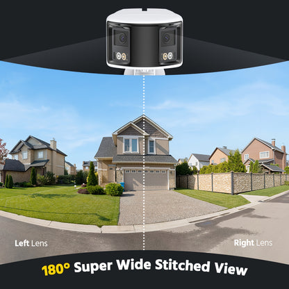 Beveiligingscamera – IP Camera – Surveillance Camera – Turret Camera – Outdoor Camera – 4K 8MP Dual-Lens 180° Ultra Breed – Volle-Kleur Nachtzicht & Tweeweg Audio