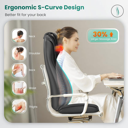 Snailax Verbeterd Shiatsu massagekussen met warmte, massagekussen met compressie, kneden, trillingen, full-body massageapparaat voor rug, nek, schouder, rugmassageapparaat, geschenken