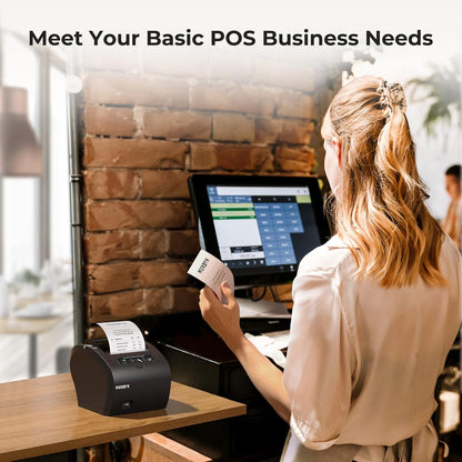 MUNBYN WiFi Ontvangstprinter met USB-poort, 80mm POS-printer Werkt met Square Mac Windows Chromebook Linux Kassalade, ESC/POS, Hoge Snelheid Auto-Cutter Wandmontage Ondersteuning, Zonder LAN