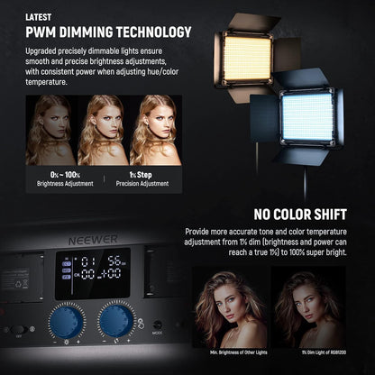 RGB LED-videolamp – Studiolamp – Videolicht – Videoverlichting – Livestreamlamp – 60 W, 22.000 Lux bij 0,5 m – 2500K-8500K, 18 Effecten