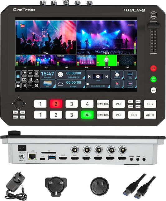 Videoswitcher – Videomixer – Livestream Switcher – Multicam Schakelaar – Broadcast Mixer – 6-Kanaals HDMI/SDI – 10,1 Inch Touchscreen Met PTZ-Camerabediening En Multi-View Monitoring