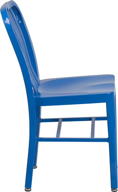 Flash Furniture Commerciële stoel voor binnen en buiten, van metaal, 2 stuks, blauw