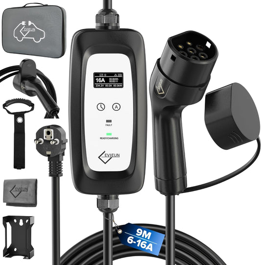 <font dir="auto" style="vertical-align: inherit;"><font dir="auto" style="vertical-align: inherit;">        Type 2 charging cable Schuko 3.6 kW [1-phase 9m 6-16A] | EV charger with timer (0-12 hours) & digital display | electric car charging cable IEC 621