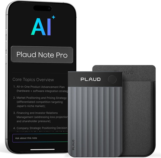 Digitale AI Spraakrecorder – Dictafoon – Audiorecorder – Voice Recorder – Geluidsrecorder – Met Magnetische Hoes – AI-Transcriptie In 112 Talen – Tot 50 Uur Opname