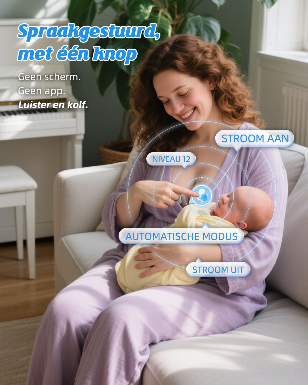 ANWIKE Elektrische borstkolf, dubbel, ultra stil, 35 dB, elektrische borstkolf, handsfree, 12 standen, 4 modi, met modus-geheugenfunctie, oplaadbare borstkolf, handsfree met flensinzetstukken, roze