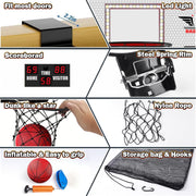 Basketbaal - Elektrisch Basketbalspeelgoed - voor Binnen - met 2 Spelers - displaybord, 4-Ballen - Pomp - Dual Shot - Polycarbonaat - 78 x 29.9 cm - Zwart/Rood