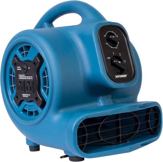 XPOWER P-230AT Mini Mighty 1/4 HP 925 CFM centrifugaal luchtverhuizer, tapijtdroger, vloerventilator, ventilator, stapelbaar, madeliefjesketting, voor waterschaderestauratie, sanitair, thuisgebruik