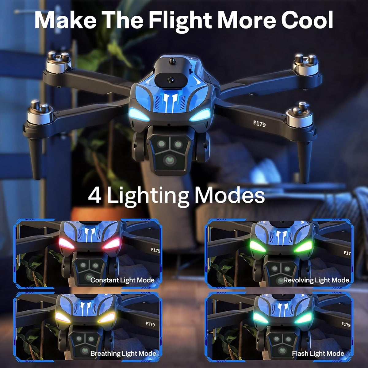 Drone met 1080p-camera en 2,8-inch LCD-scherm, obstakelvermijding, RC-quadcopter, optische stromingspositionering, trajectvlucht, 16 minuten vliegtijd, voor volwassenen/kinderen/beginners