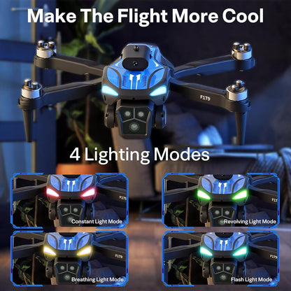 Drone met 1080p-camera en 2,8-inch LCD-scherm, obstakelvermijding, RC-quadcopter, optische stromingspositionering, trajectvlucht, 16 minuten vliegtijd, voor volwassenen/kinderen/beginners