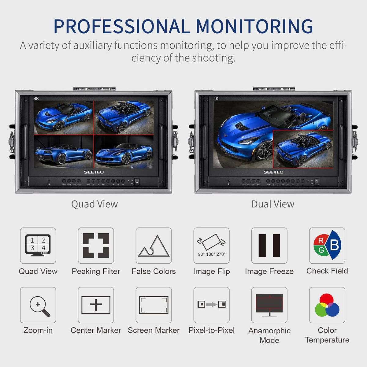 SEETEC ATEM156-CO 15,6 inch 1920 x 1080 Full HD Live Streaming draagbare Broadcast Direction Monitor met 4 HDMI-uitgangen ingangen voor Adem Mini Video Switcher Mixer