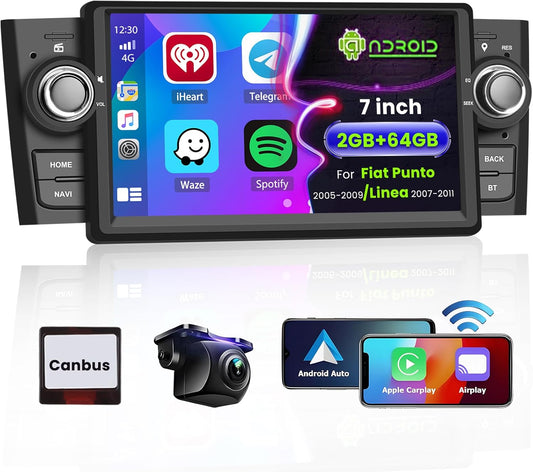 Android Autoradio – Carplay Radio – Multimedia Systeem – Navigatie Unit – Draadloze Android Auto – 7 Inch HD Touchscreen – Ingebouwde GPS & Achteruitrijcamera - QUORE