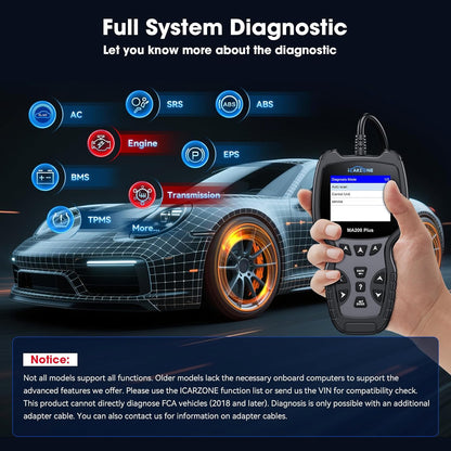 MA200 Plus OBD2 Scanner, 10000+ Automodellen, Alle Systeem Diagnosegereedschap, Diagnoseapparaat met 6 Diensten, Olie/BMS/EPB/SAS/DPF/TPMS Reset, Auto VIN, Batterijtest, Levenslange Updates