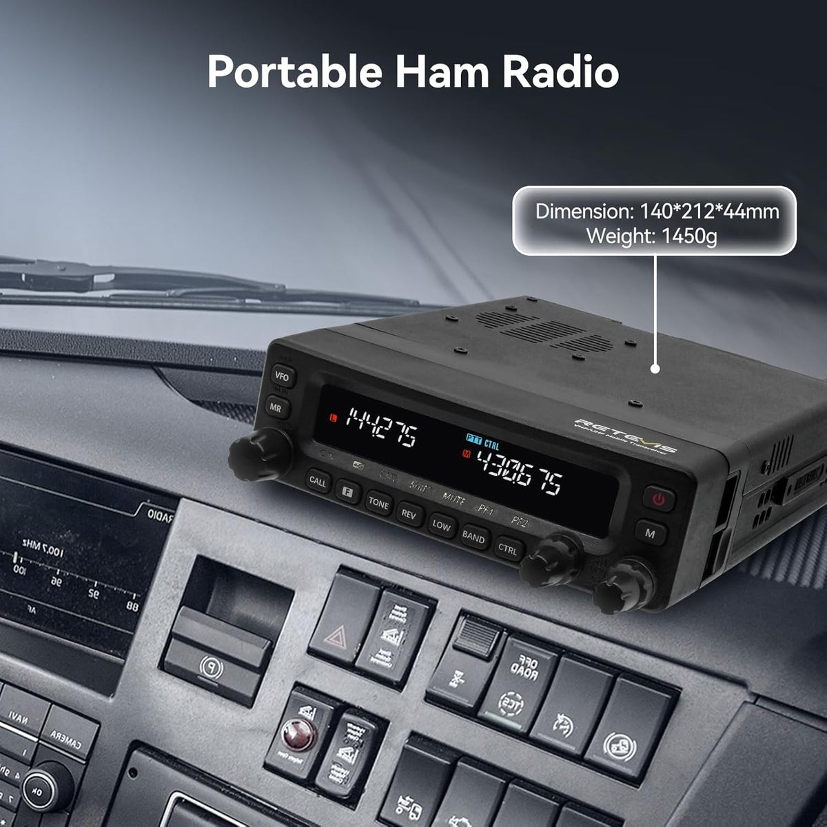 Retevis MA1 Ham Radio met Antenne, Verwijderbaar Bedieningspaneel Mobiele Transceiver, Cross-band Repeater, Groot Bereik, 2m/70cm/FM/AM, VFO, Amateur Radio voor Noodhulp, Home Base (1Pcs)