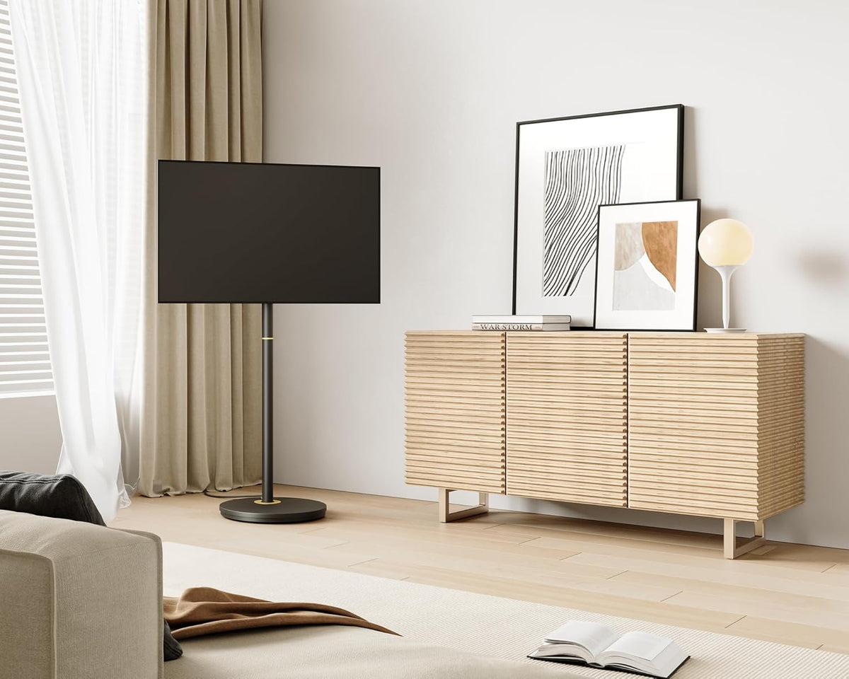 FITUEYES Design TV-vloerstandaard voor 24-48 Inch Minimalisme Hoek TV-standaard Hoge Moderne TV-standaard Instelbare Hoogte Houdt 20kg Max VESA 200 * 200 Master Series