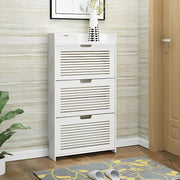 Shoe cabinet - Shoe bench - Shoe rack - Shoe cabinet with concealed handle drawers - Space saving - Dustproof - White
