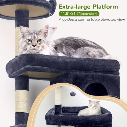 Krabpaal – Kattenboom – Kattenhuis – Kattenmeubel – Krabtoren – 183 cm Hoog – Geschikt Voor Grote Katten 3-5 Stuks – Steviele Basis Met Gevoerd Platform En Zitstang