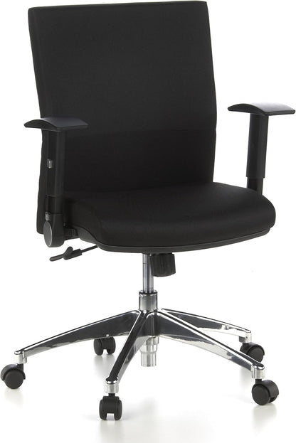 HJH Office Laguna Pro Professionele bureaustoel van stof, zwart, ergonomische draaistoel, inklapbare armleuningen, in hoogte verstelbaar