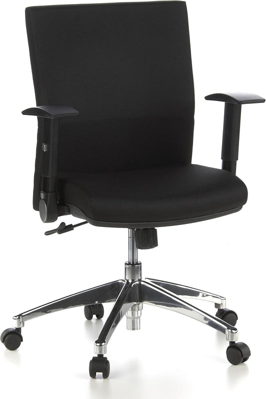 HJH Office Laguna Pro Professionele bureaustoel van stof, zwart, ergonomische draaistoel, inklapbare armleuningen, in hoogte verstelbaar