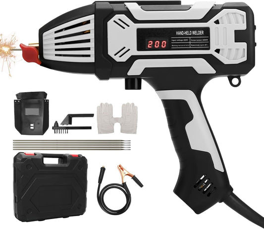 Elektroden Lasapparaat, Draagbaar ARC handheld lasapparaat, 220 V, 120 A IGBT inverter, lasmachine met digitaal display, booglasapparaat voor machinedraad 3/32 inch - 1/8 inch (grijs)