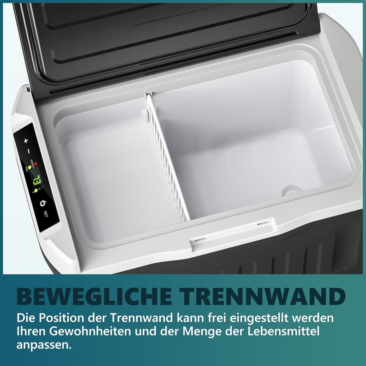 EUHOMY Compressor-koelbox, 21 liter, -20 °C ~ 20 °C, 12 V auto-koelkast, draagbare vriezer 12/24 V DC 220-240 V AC, met app-besturing voor camping, reizen, vrachtwagen, huis