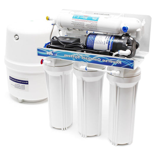 Naturewater 5-stage water filter 180 l/day, reverse osmosis filter, osmosis filter with pump and manual valve, clean water filter with reverse osmosis system - QUORE
